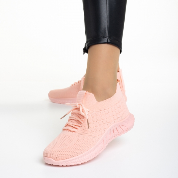 Γυναικεία αθλητικά παπούτσια ροζ ανοιχτό από ύφασμα Kassidy, 3 - Kalapod.gr