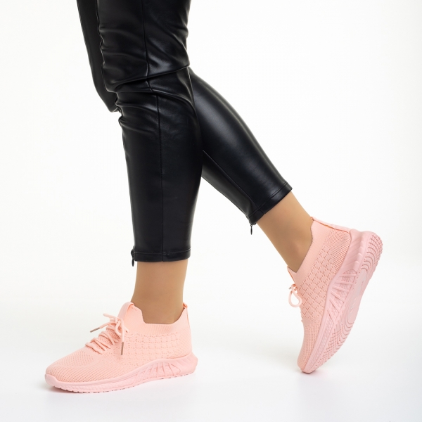 Γυναικεία αθλητικά παπούτσια ροζ ανοιχτό από ύφασμα Kassidy, 4 - Kalapod.gr
