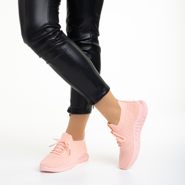 Γυναικεία αθλητικά παπούτσια ροζ ανοιχτό από ύφασμα Kassidy, 5 - Kalapod.gr