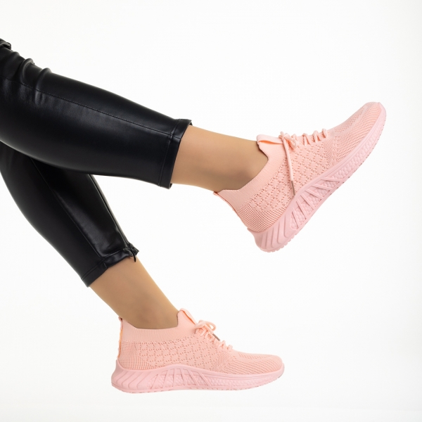 Γυναικεία αθλητικά παπούτσια ροζ ανοιχτό από ύφασμα Kassidy, 6 - Kalapod.gr