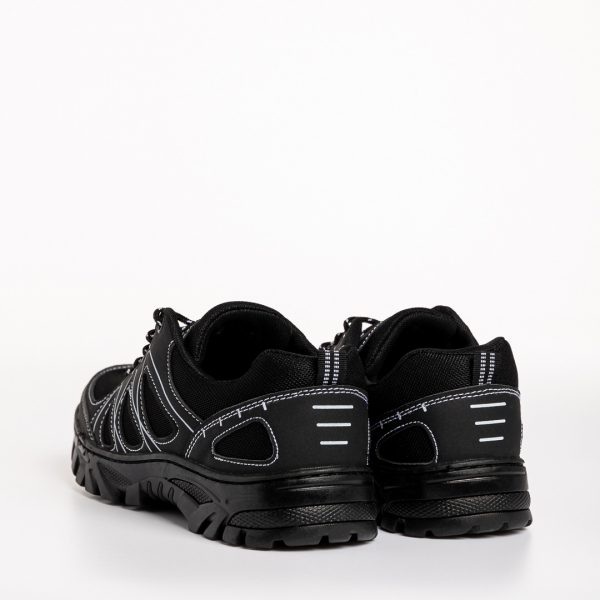 Ανδρικά αθλητικά παπούτσια μαύρα από οικολογικό δέρμα και ύφασμα  Devin, 4 - Kalapod.gr