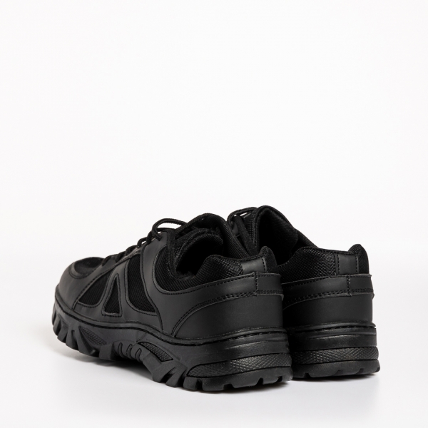 Ανδρικά αθλητικά παπούτσια μαύρα από οικολογικό δέρμα και ύφασμα  Amedeo, 4 - Kalapod.gr