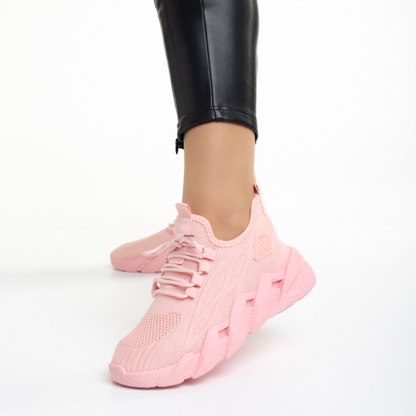 Γυναικεία αθλητικά παπούτσια ροζ από ύφασμα Leanna, 3 - Kalapod.gr