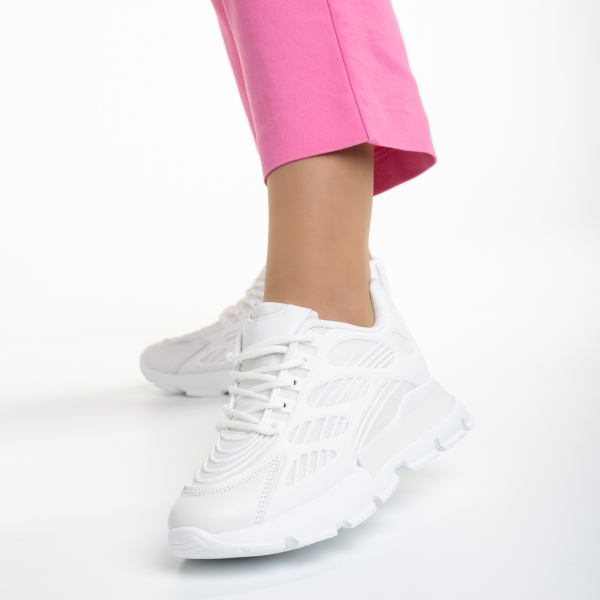 Γυναικεία αθλητικά παπούτσια  λευκά από ύφασμα  Wera, 3 - Kalapod.gr