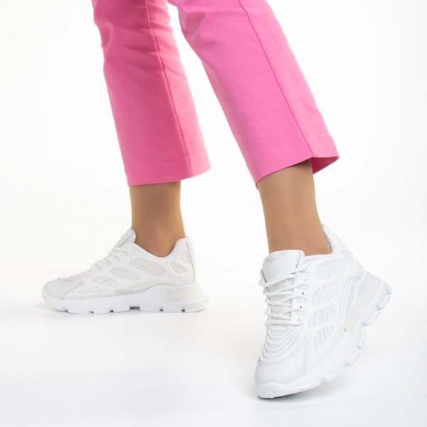 Γυναικεία αθλητικά παπούτσια  λευκά από ύφασμα  Wera, 5 - Kalapod.gr