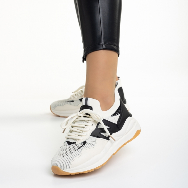 Γυναικεία αθλητικά παπούτσια μπεζ από οικολογικό δέρμα και ύφασμα Souta, 3 - Kalapod.gr