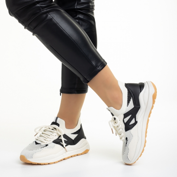 Γυναικεία αθλητικά παπούτσια μπεζ από οικολογικό δέρμα και ύφασμα Souta, 4 - Kalapod.gr