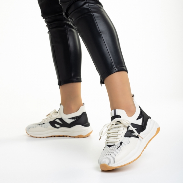 Γυναικεία αθλητικά παπούτσια μπεζ από οικολογικό δέρμα και ύφασμα Souta, 5 - Kalapod.gr