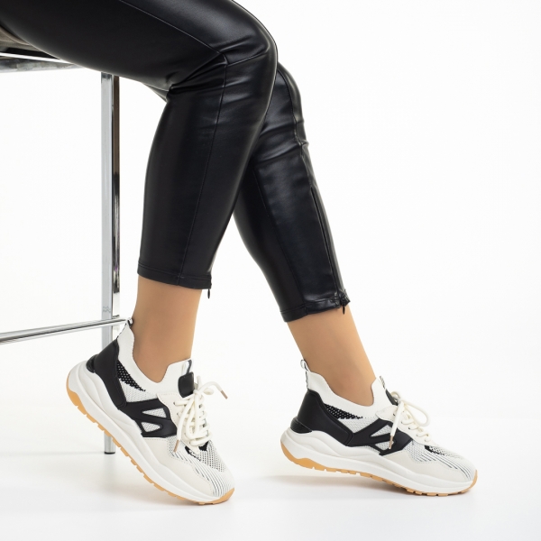 Γυναικεία αθλητικά παπούτσια μπεζ από οικολογικό δέρμα και ύφασμα Souta, 6 - Kalapod.gr