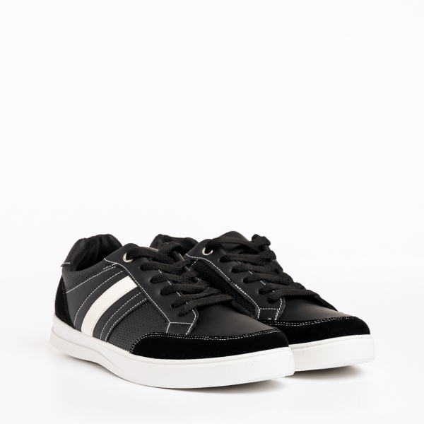 Ανδρικά αθλητικά παπούτσια μαύρα από οικολογικό δέρμα Seamus, 3 - Kalapod.gr