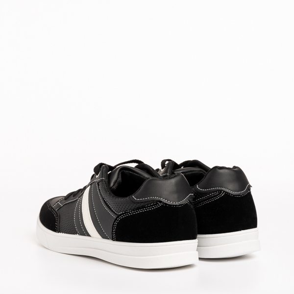 Ανδρικά αθλητικά παπούτσια μαύρα από οικολογικό δέρμα Seamus, 4 - Kalapod.gr