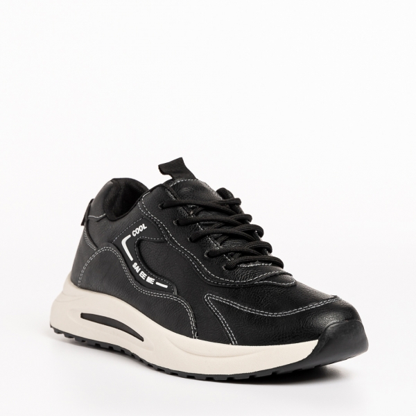 Ανδρικά αθλητικά παπούτσια μαύρα από οικολογικό δέρμα Brixton, 3 - Kalapod.gr