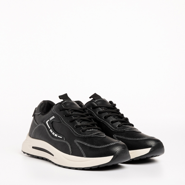 Ανδρικά αθλητικά παπούτσια μαύρα από οικολογικό δέρμα Brixton - Kalapod.gr