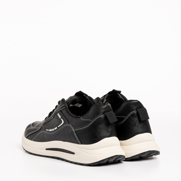 Ανδρικά αθλητικά παπούτσια μαύρα από οικολογικό δέρμα Brixton, 4 - Kalapod.gr