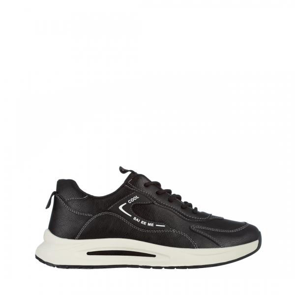 Ανδρικά αθλητικά παπούτσια μαύρα από οικολογικό δέρμα Brixton, 2 - Kalapod.gr