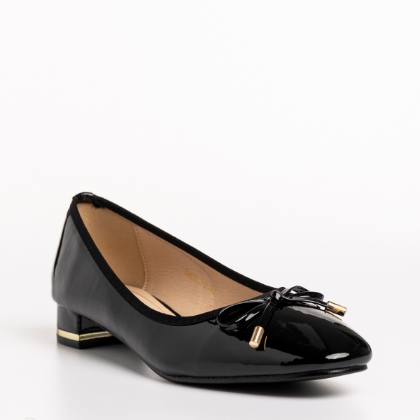 Γυναικεία παπούτσια  μαύρα από οικολογικό δέρμα λουστρίνι  Braidy - Kalapod.gr