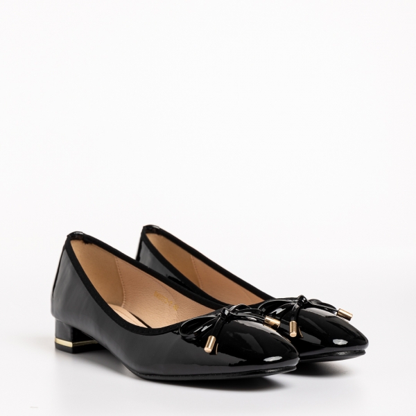 Γυναικεία παπούτσια  μαύρα από οικολογικό δέρμα λουστρίνι  Braidy, 3 - Kalapod.gr