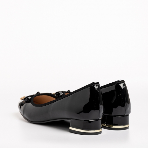Γυναικεία παπούτσια  μαύρα από οικολογικό δέρμα λουστρίνι  Braidy, 4 - Kalapod.gr