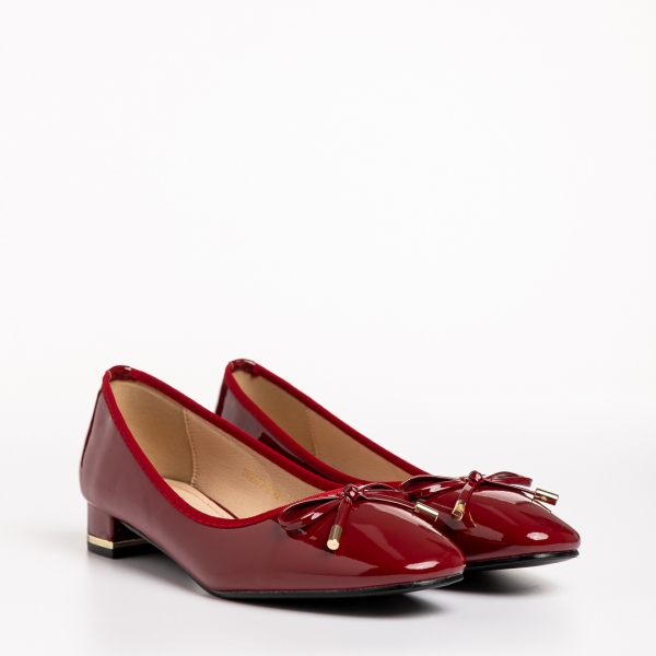 Γυναικεία παπούτσια  κόκκινα από οικολογικό δέρμα λουστρίνι  Braidy, 3 - Kalapod.gr