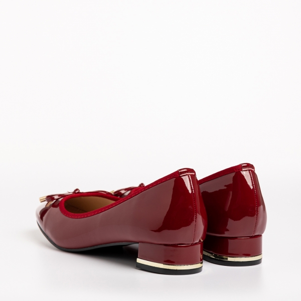 Γυναικεία παπούτσια  κόκκινα από οικολογικό δέρμα λουστρίνι  Braidy, 4 - Kalapod.gr