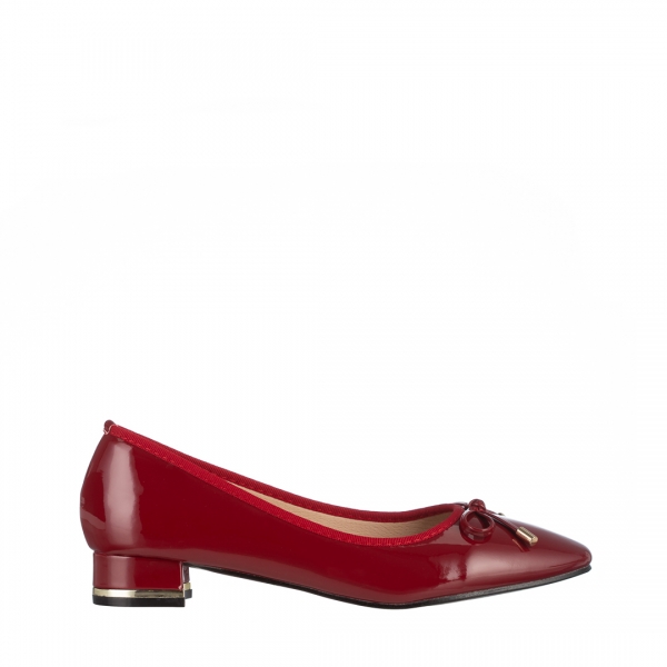 Γυναικεία παπούτσια  κόκκινα από οικολογικό δέρμα λουστρίνι  Braidy, 2 - Kalapod.gr