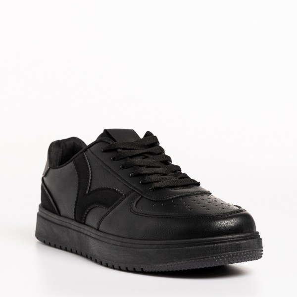 Γυναικεία αθλητικά παπούτσια  μαύρα από οικολογικό δέρμα Criseida, 3 - Kalapod.gr