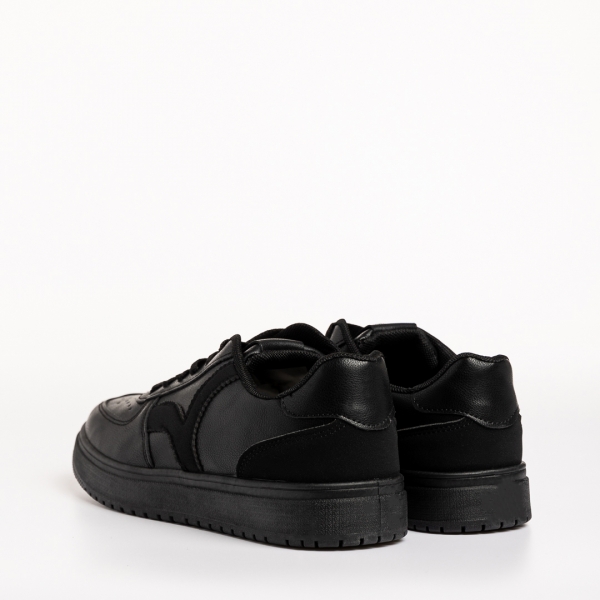 Γυναικεία αθλητικά παπούτσια  μαύρα από οικολογικό δέρμα Criseida, 4 - Kalapod.gr