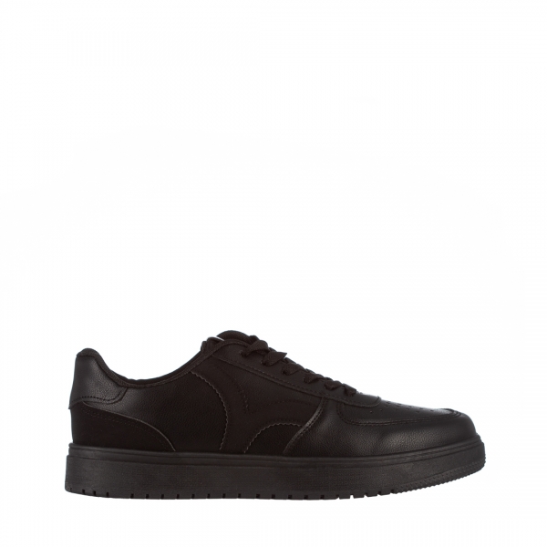 Γυναικεία αθλητικά παπούτσια  μαύρα από οικολογικό δέρμα Criseida, 2 - Kalapod.gr