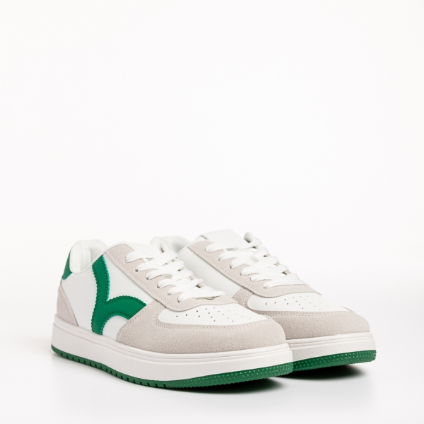 Γυναικεία αθλητικά παπούτσια  λευκά με πράσινο από οικολογικό δέρμα Criseida - Kalapod.gr