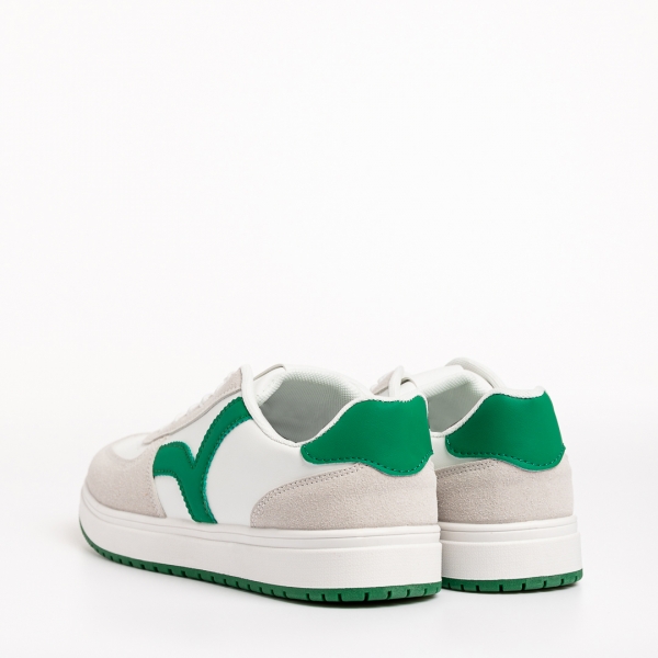 Γυναικεία αθλητικά παπούτσια  λευκά με πράσινο από οικολογικό δέρμα Criseida, 4 - Kalapod.gr