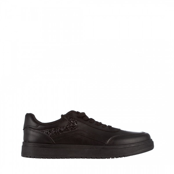 Γυναικεία αθλητικά παπούτσια  μαύρα από οικολογικό δέρμα Damiana, 2 - Kalapod.gr