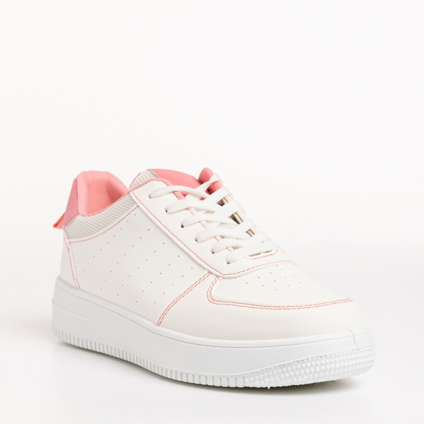 Γυναικεία αθλητικά παπούτσια  λευκά με ροζ από οικολογικό δέρμα Amista, 3 - Kalapod.gr