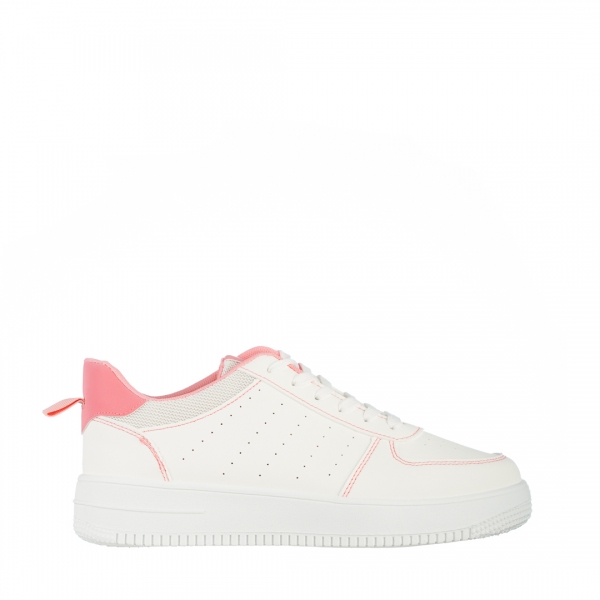 Γυναικεία αθλητικά παπούτσια  λευκά με ροζ από οικολογικό δέρμα Amista, 2 - Kalapod.gr