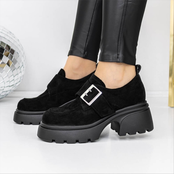 Γυναικεία casual παπούτσια μαύρα από ύφασμα Icilia, 2 - Kalapod.gr