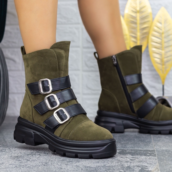 Γυναικείες Μπότες Gabbie Πράσινη ελιά-Μαύρο - Kalapod.gr