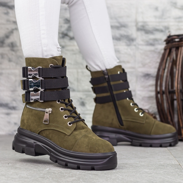 Γυναικείες Μπότες Nuera Πράσινη ελιά-Μαύρο - Kalapod.gr