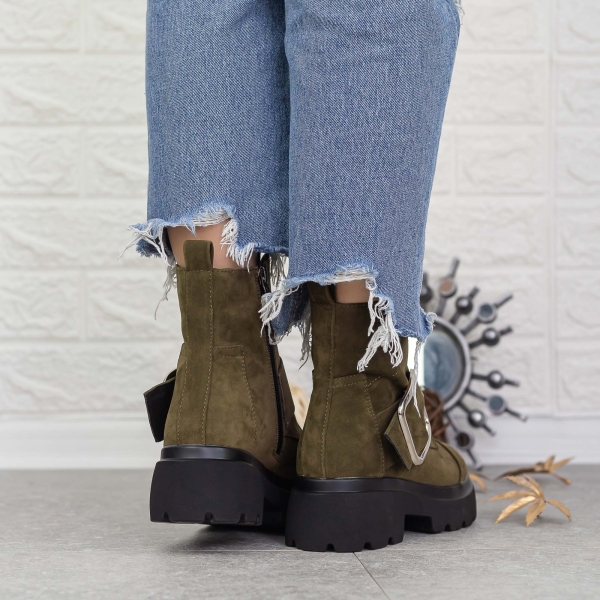 Γυναικείες μπότες με πλατφόρμα Rudie Πράσινη ελιά-Μαύρο, 5 - Kalapod.gr