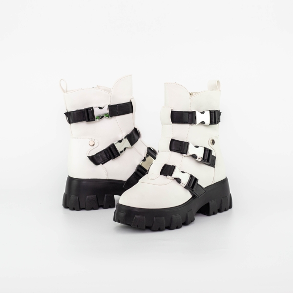 Απαλές γυναικείες μπότες Tameka Λευκό-Μαύρο, 2 - Kalapod.gr