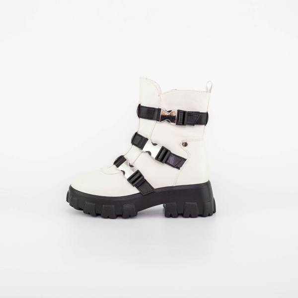 Απαλές γυναικείες μπότες Tameka Λευκό-Μαύρο, 3 - Kalapod.gr