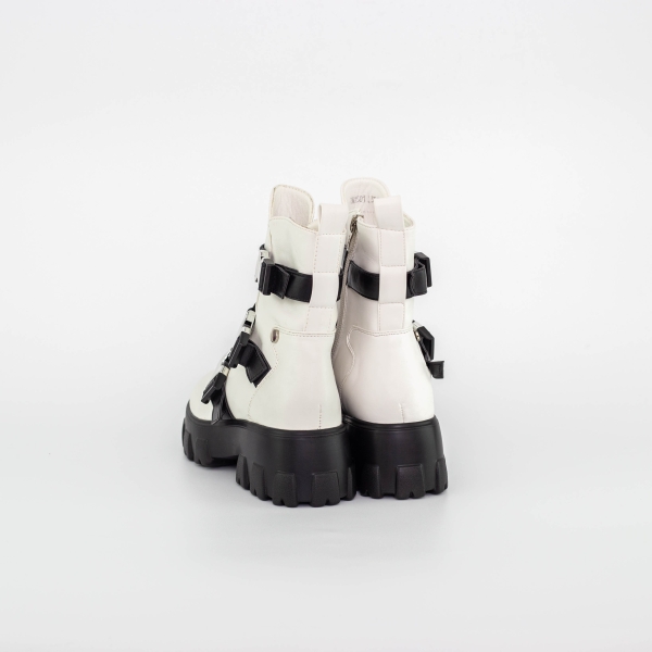 Απαλές γυναικείες μπότες Tameka Λευκό-Μαύρο, 4 - Kalapod.gr