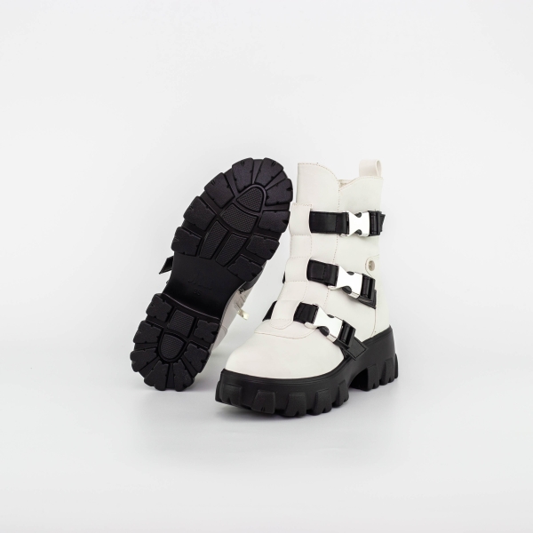 Απαλές γυναικείες μπότες Tameka Λευκό-Μαύρο, 5 - Kalapod.gr