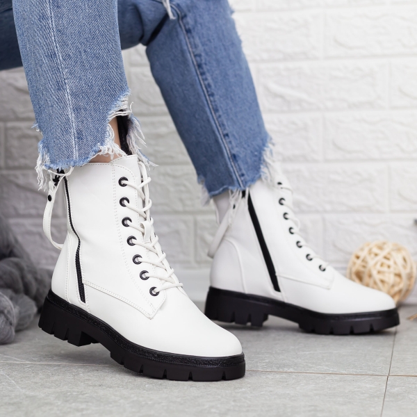 Γυναικείες Μπότες Gisella Λευκό-Μαύρο, 2 - Kalapod.gr