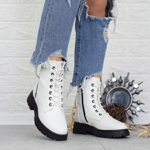 Γυναικείες Μπότες Gisella Λευκό-Μαύρο, 4 - Kalapod.gr