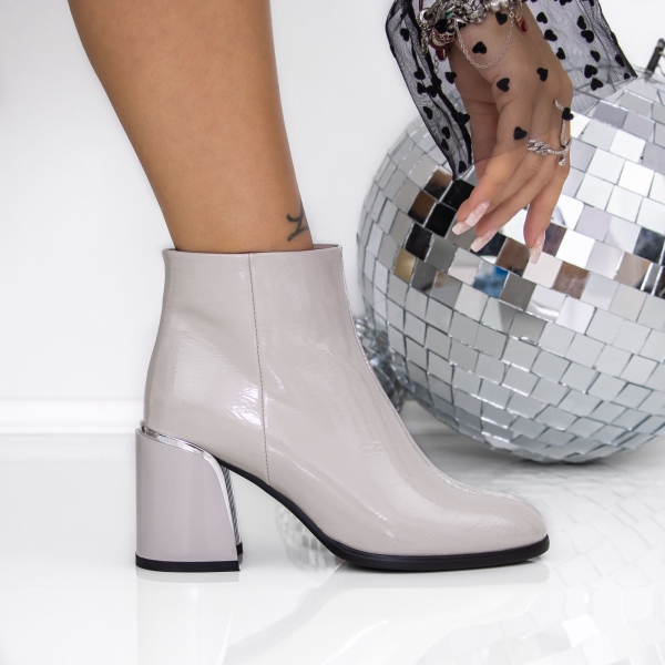 Μποτάκια με χοντρό τακούνι Miharia Γκρί, 2 - Kalapod.gr