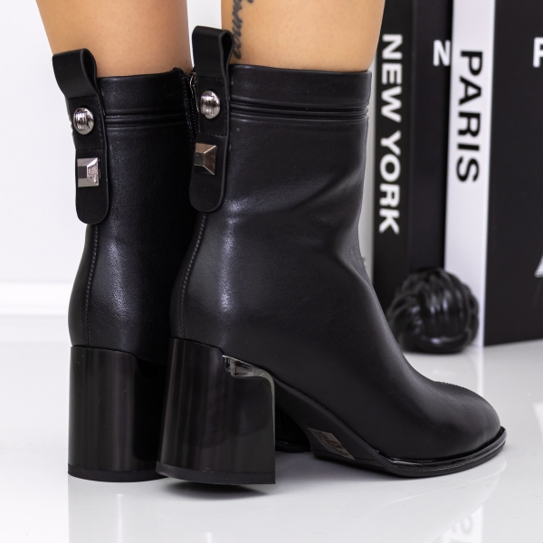 Μποτάκια με χοντρό τακούνι Onaya Μαύρο, 4 - Kalapod.gr