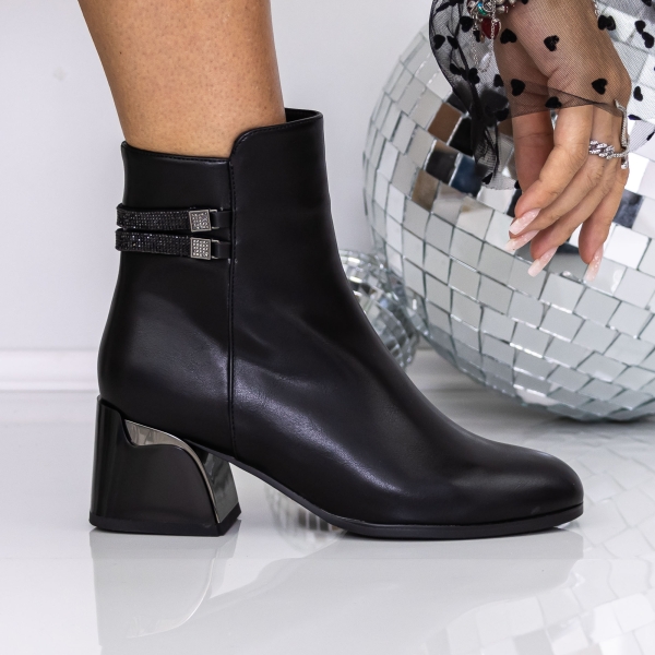 Μποτάκια με χοντρό τακούνι Atava Μαύρο, 2 - Kalapod.gr