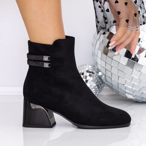 Μποτάκια με χοντρό τακούνι Atava Μαύρο, 2 - Kalapod.gr