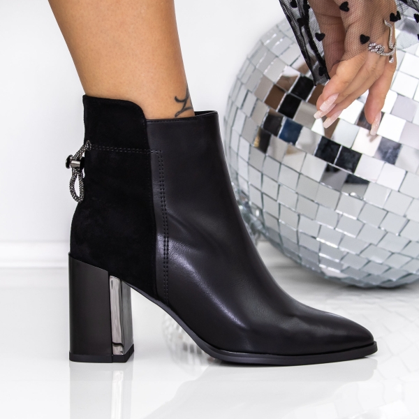 Μποτάκια με χοντρό τακούνι Onaha Μαύρο, 2 - Kalapod.gr