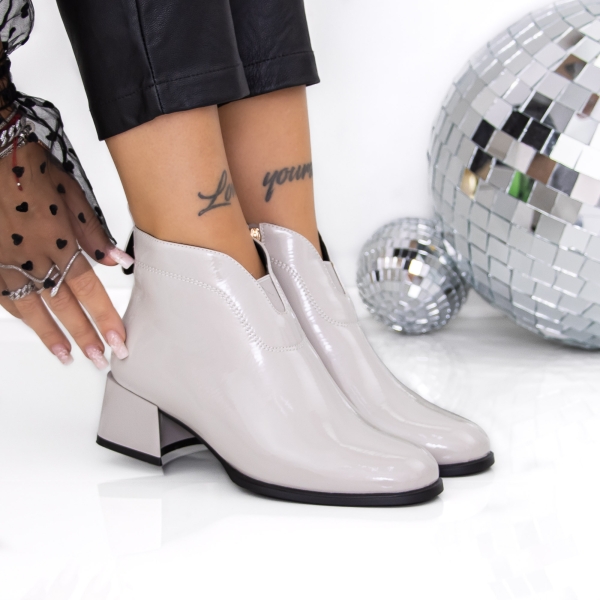 Μποτάκια με χοντρό τακούνι Navira Γκρί - Kalapod.gr