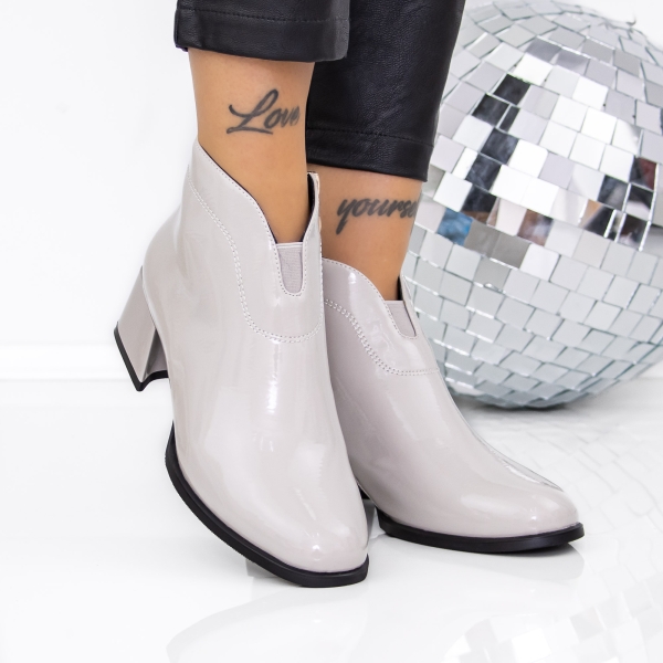 Μποτάκια με χοντρό τακούνι Navira Γκρί, 3 - Kalapod.gr